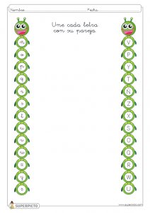 Unir cada letra con su pareja (oruga 2)