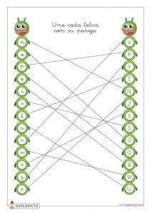 Unir cada letra con su pareja (oruga 2)
