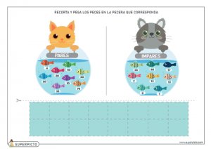 Recortar y pegar los números pares e impares