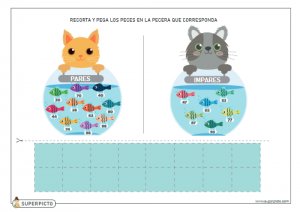 Recortar y pegar los números pares e impares