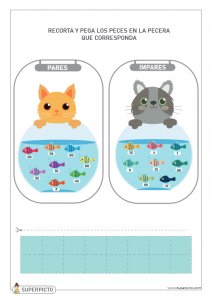 Recortar y pegar los números pares e impares