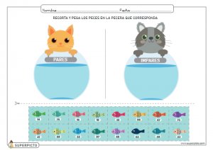 Recortar y pegar los números pares e impares