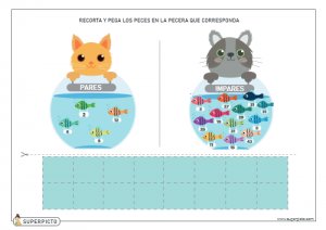 Recortar y pegar los números pares e impares