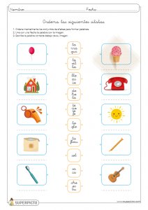 Ordenar sílabas y crear palabras