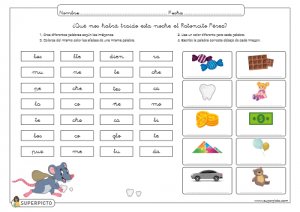Elegir sílabas y asociar con imágenes