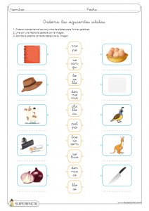 Ordenar sílabas y crear palabras