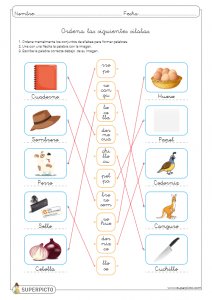 Ordenar sílabas y crear palabras