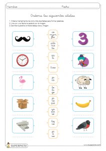 Ordenar sílabas y crear palabras