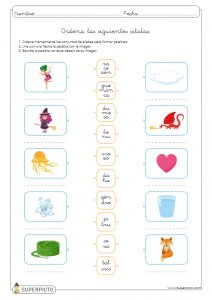 Ordenar sílabas y crear palabras