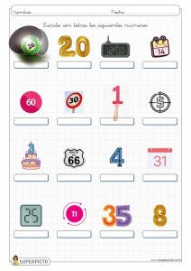 Escribir con letras los números mostrados