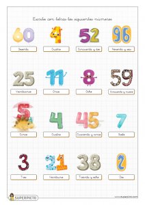 Escribir con letras los números mostrados