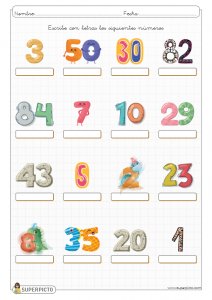 Escribir con letras los números mostrados