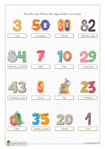 Escribir con letras los números mostrados