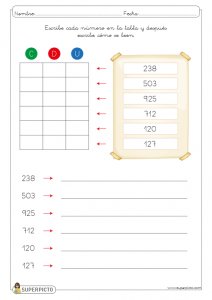 Escribir cómo se lee cada número del 100 al 999