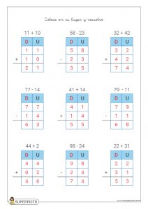 Sumas y restas sin llevadas