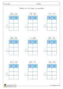 Sumas y restas sin llevadas