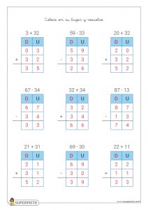 Sumas y restas sin llevadas