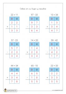 Sumas y restas sin llevadas