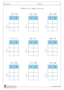Ficha sumas sin llevadas