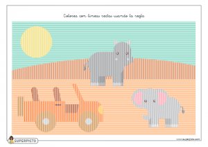 Colorear con líneas rectas usando la regla