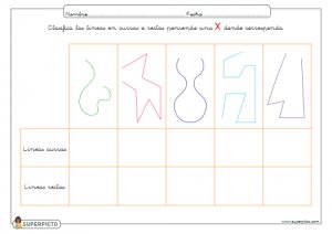 Marcar las líneas curvas o rectas