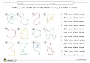 Identificar líneas abiertas, cerradas, rectas y curvas