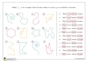 Identificar líneas abiertas, cerradas, rectas y curvas