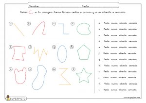 Identificar líneas abiertas, cerradas, rectas y curvas