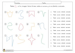 Identificar líneas abiertas, cerradas, rectas y curvas