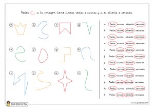 Identificar líneas abiertas, cerradas, rectas y curvas