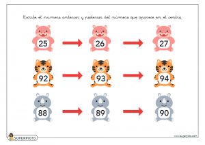 Escribir el número anterior y posterior (sin apoyo explicativo visual)