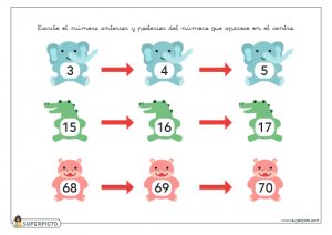 Escribir el número anterior y posterior (sin apoyo explicativo visual)
