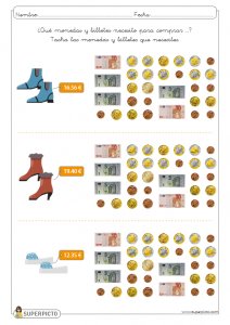 Cálculo con monedas y billetes