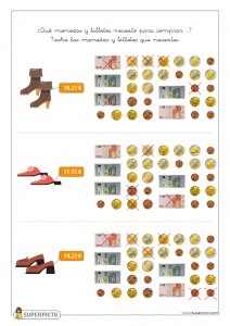 Cálculo con monedas y billetes