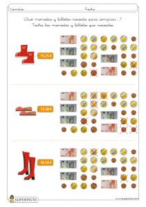 Cálculo con monedas y billetes