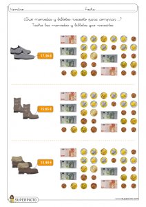 Cálculo con monedas y billetes