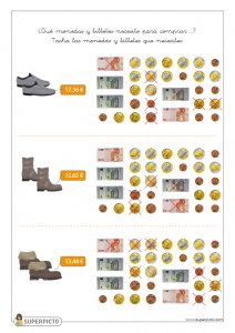 Cálculo con monedas y billetes