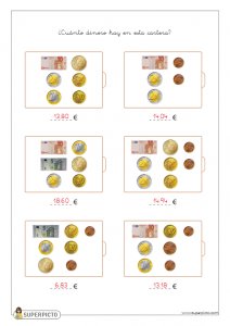 Ficha De Cálculo Con Monedas Y Billetes Para Imprimir - Superpicto ...