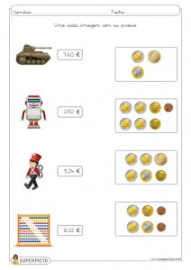 Asociar imágenes con monedas y billetes