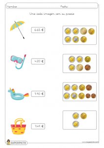 Asociar imágenes con monedas y billetes