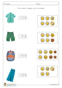 Asociar imágenes con monedas y billetes
