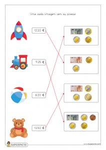 Asociar imágenes con monedas y billetes