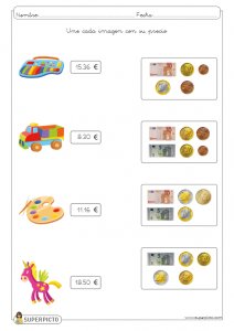 Asociar imágenes con monedas y billetes
