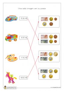Asociar imágenes con monedas y billetes