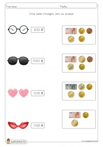 Asociar imágenes con monedas y billetes