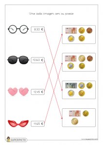 Asociar imágenes con monedas y billetes