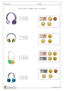 Asociar imágenes con monedas y billetes