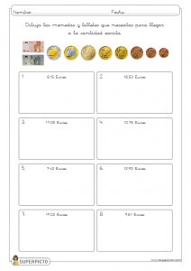 Combinar monedas y billetes hasta 20 euros