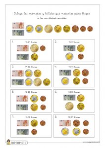 Combinar monedas y billetes hasta 20 euros