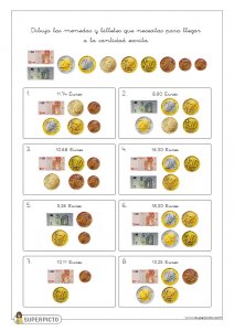 Combinar monedas y billetes hasta 20 euros